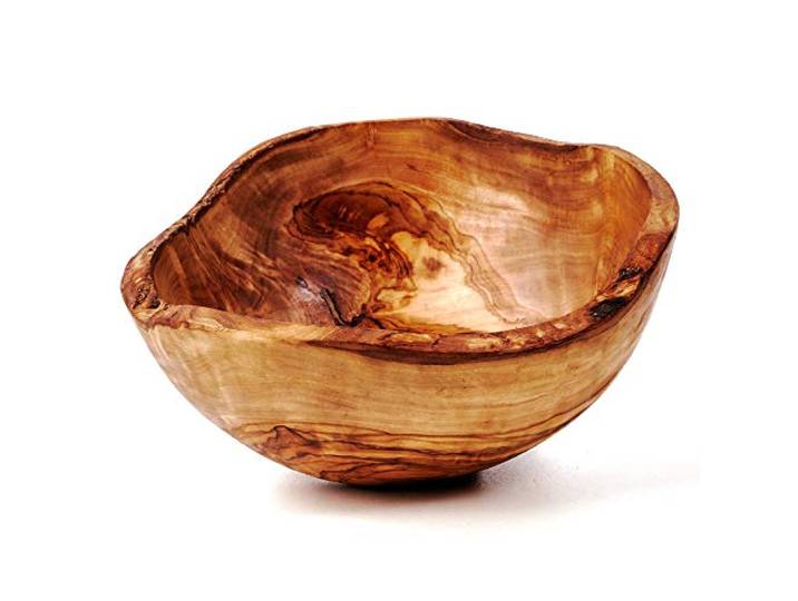 das Olivenholzbrett® Obstschale aus Olivenholz rund, Holzschale im Naturschnitt, Naturprodukt - Jede Schale weicht vom Foto ab Brotschale aus Holz, Salatschüssel, ab 25 Zentimeter