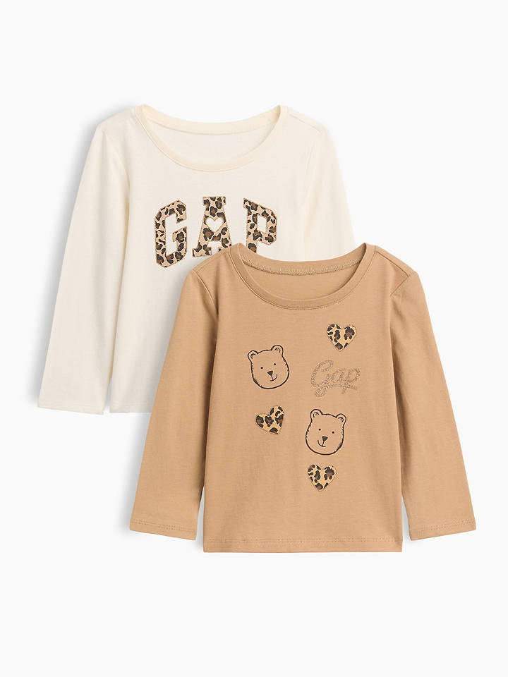 GAP 2er-Set: Longsleeves in Creme/ Hellbraun - 92
