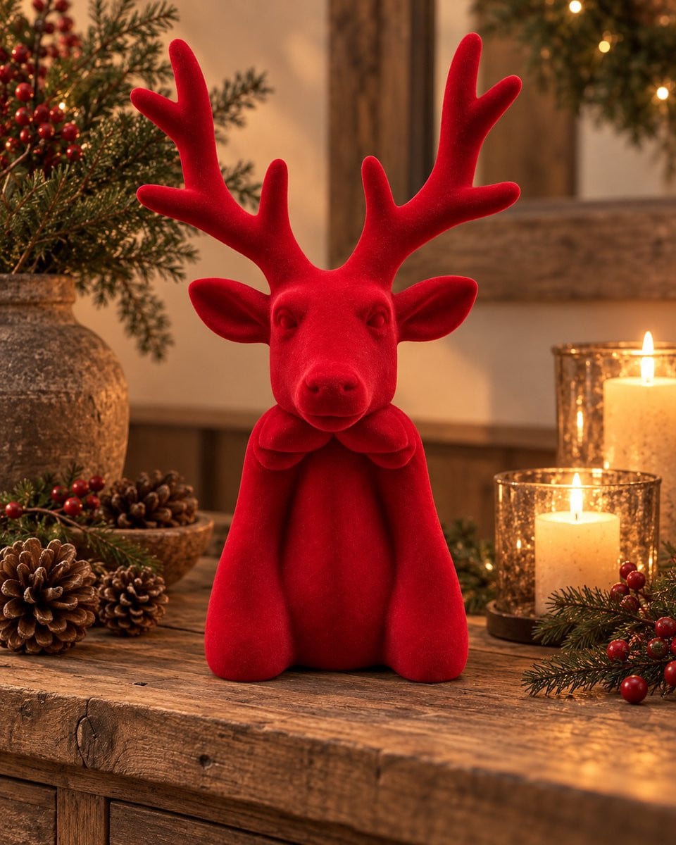 Hert Hert Rood Fluweel Kerstdecoratie Groot
