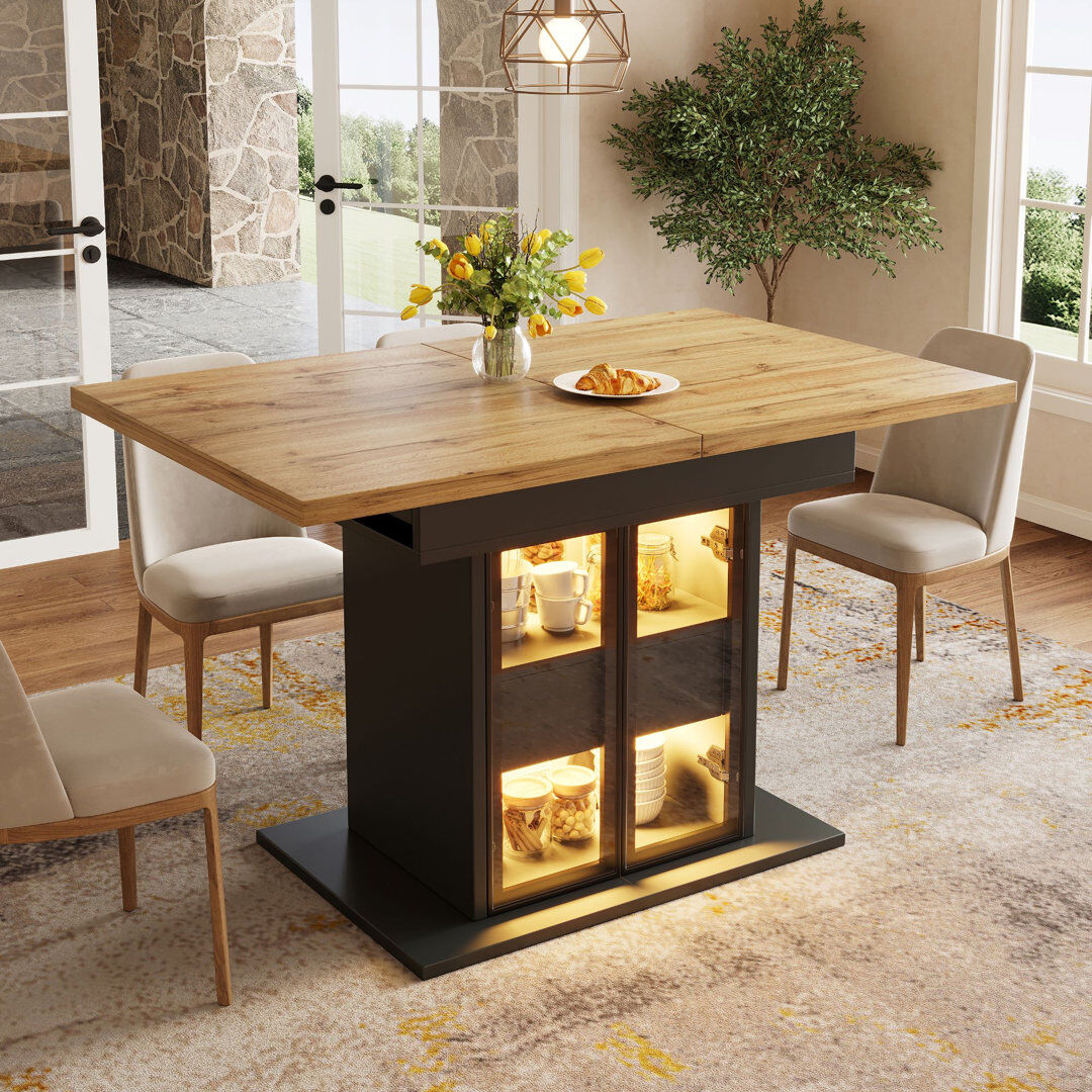 Brayden Studio 140 cm Extendable Dining Table Black