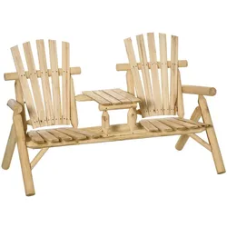 Outsunny Gartenbank mit Tisch, Gartenmöbel, Sitzbank, Holzbank für 2 Personen