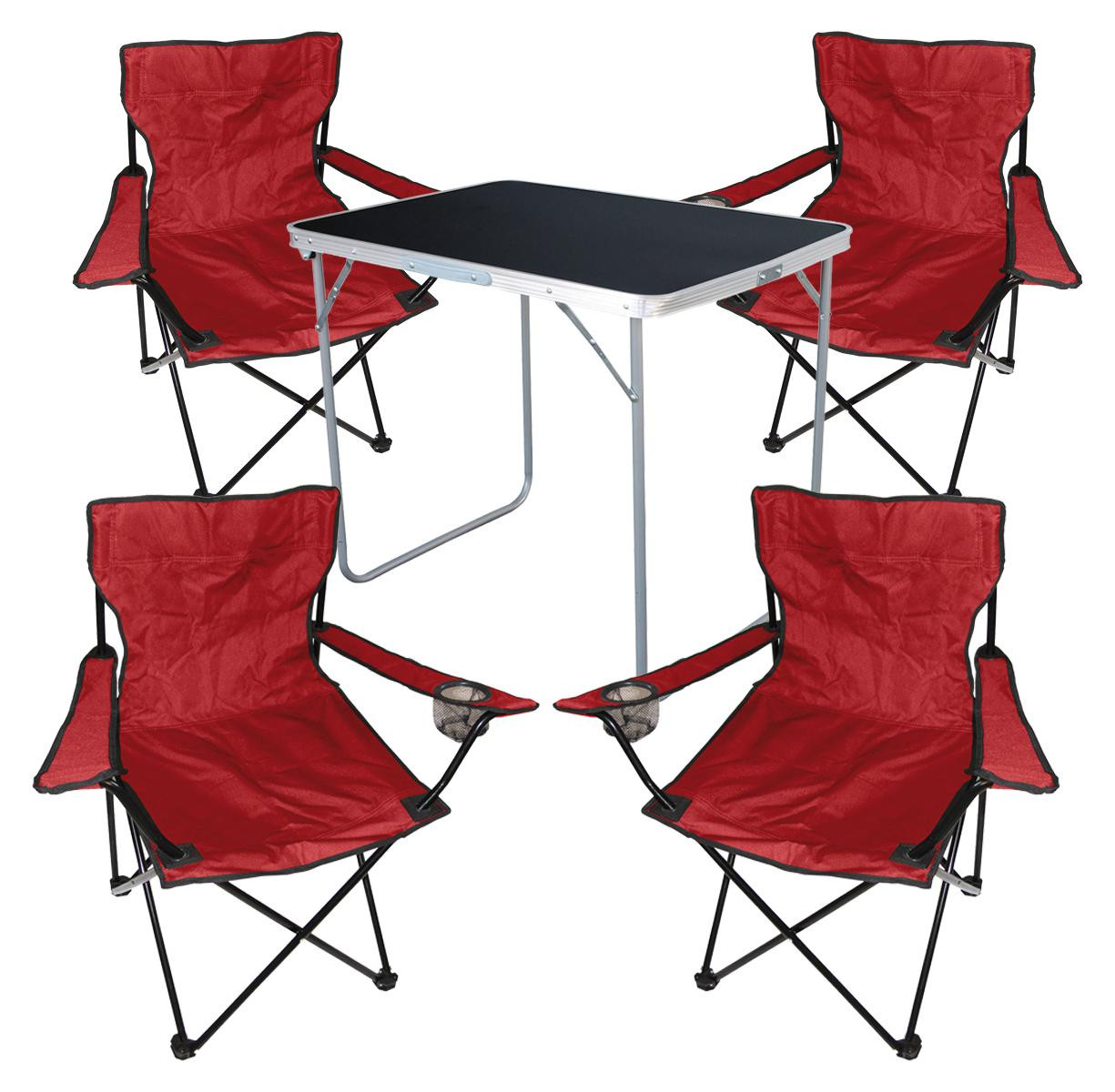 Mojawo 5-delige camping set met campingtafel en 4 opvouwbare campingstoelen