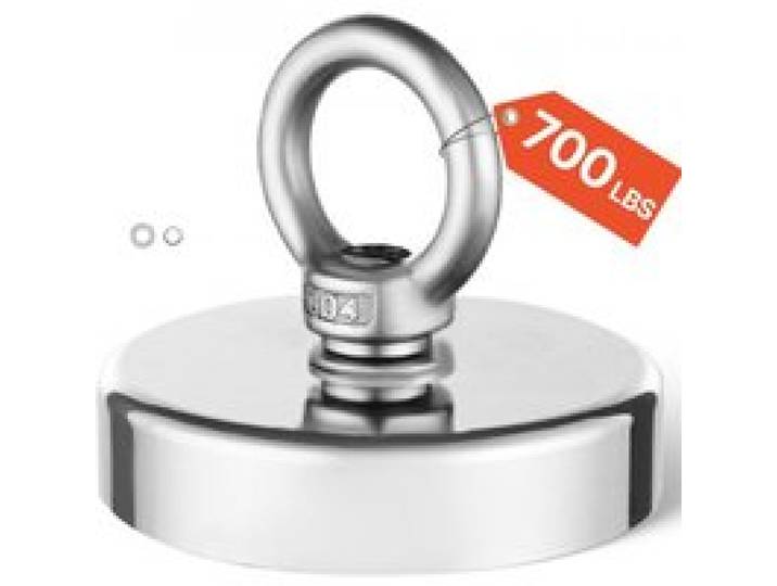 VEVOR Aimant de Pêche Force de Traction de 318 kg, Aimant en Néodyme Terre Rare Super Puissant, Diamètre 60 mm, avec Poignée, Suspension Lourde, pour la Récupération en Rivière, Pêche Magnétique