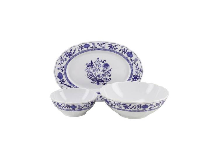 Creatable Servierschalenset Flora Zwiebelmuster, Blau, Weiß, Keramik, 3-teilig, Essen & Trinken, Geschirr, Schalen & Schüsseln, Servierschalen
