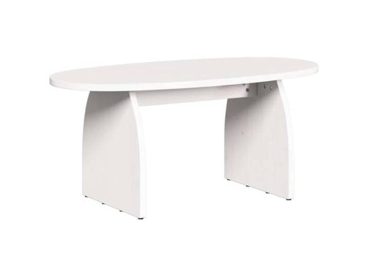 LKJephalotrope Couchtisch Massivholz Kiefer Oval Weiß 80x40x35 cm Zweistufiger Beistelltisch aus Holz für Wohnzimmer und Gästezimmer mit Ablage für Zeitschriften und Dekoration.