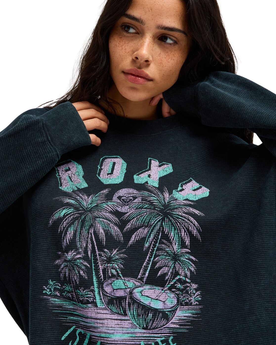 Funktionstop ROXY "Eastside Midweight", Damen, Gr. XL, anthrazit, Obermaterial: 60% Baumwolle, 40% Polyester., Tops