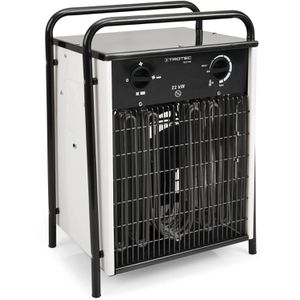 Trotec Heizlüfter TDS 100, mit 3 Stufen bis 22000 Watt, Elektroheizer 400V mit Spritzwasserschutz, 1632 m³/h