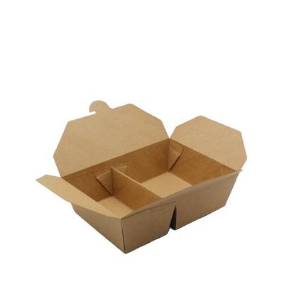 Pack4Food24 200 Takeaway Foodboxen Menübox 2000ml 2-geteilt Papier braun fettdicht