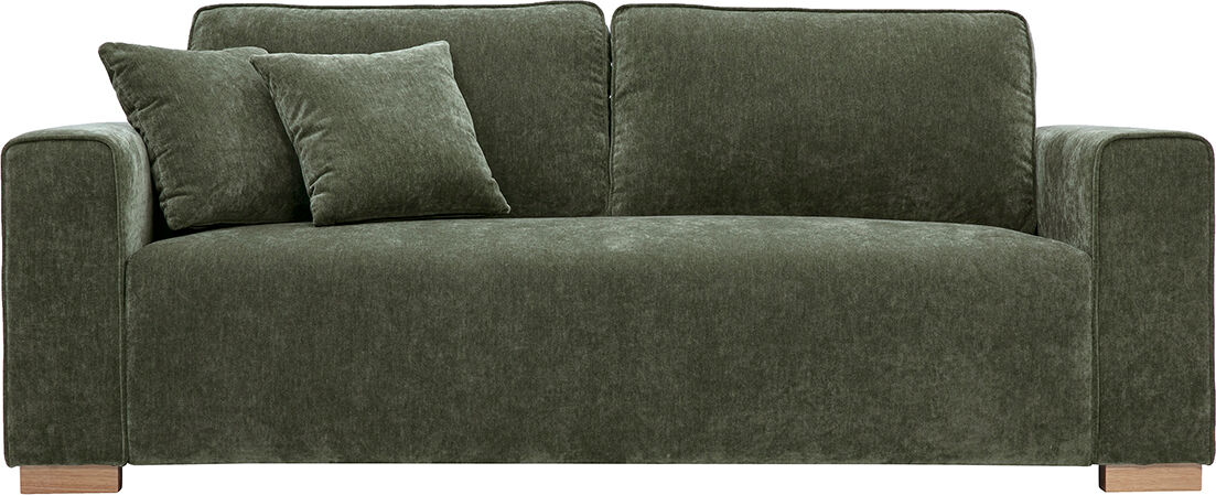 Miliboo Designersofa 3 Plätze in Samtoptik Stoff khakigrün PEPPER