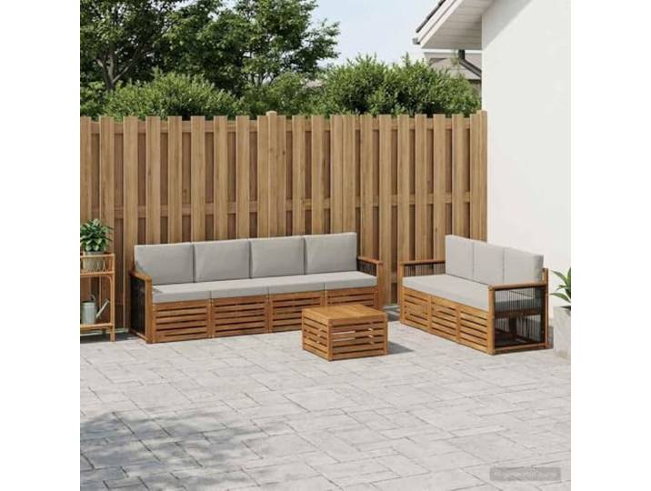 HFMDRMU Outdoor Couch Set aus massivem Akazienholz, modulares Sofa Set für Terrasse mit Kissen