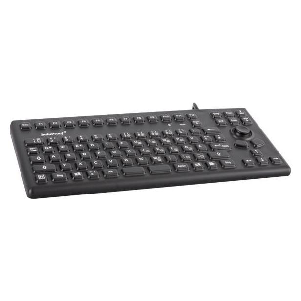 Gett InduProof3 Silikon Tastatur mit Maussteuerung IP68 wasserdicht desinfizierbar schwarz 86 Tasten (DE, Kabelgebunden) (KG13006)
