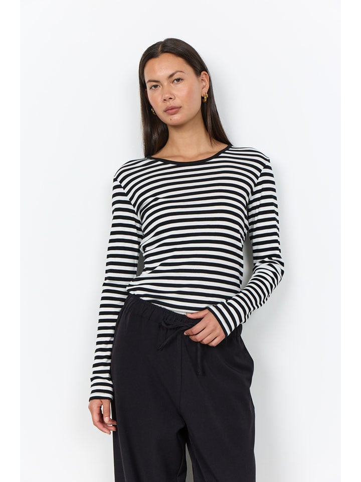 soyaconcept Longsleeve "Helle" in Schwarz/ Weiß - L