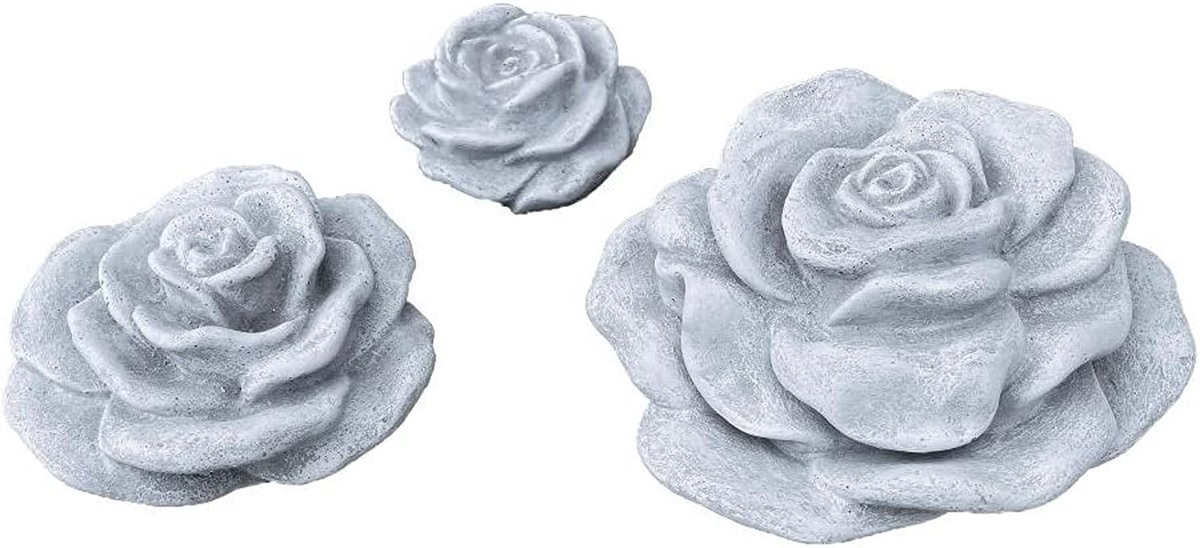 Set van 3 handgemaakte stenen bloemen tuinbeelden voor buiten decoratie