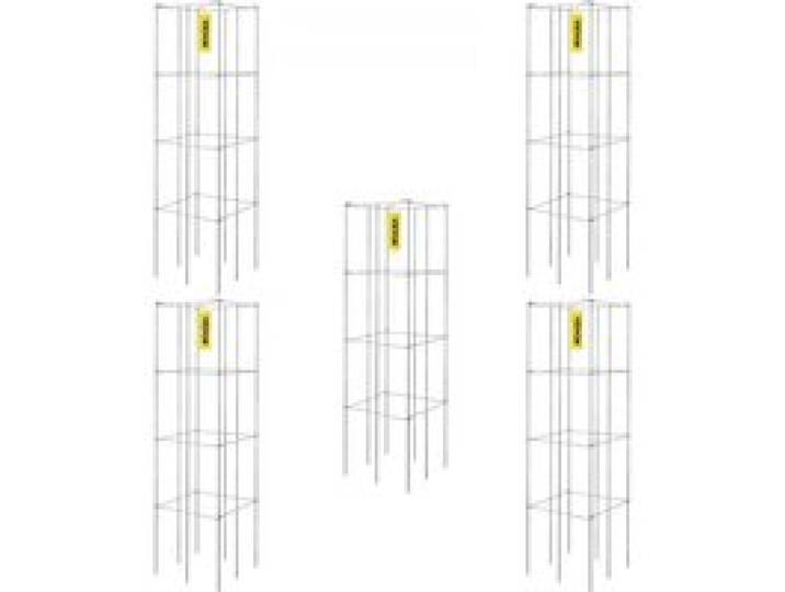 VEVOR Tomatenkäfige, 30 x 30 x 117 cm, 5er-Set quadratische Pflanzenstützkäfige, robuste, silberne Tomatentürme aus PVC-beschichtetem Stahl zum Klettern von Gemüse, Pflanzen, Blumen und Früchten