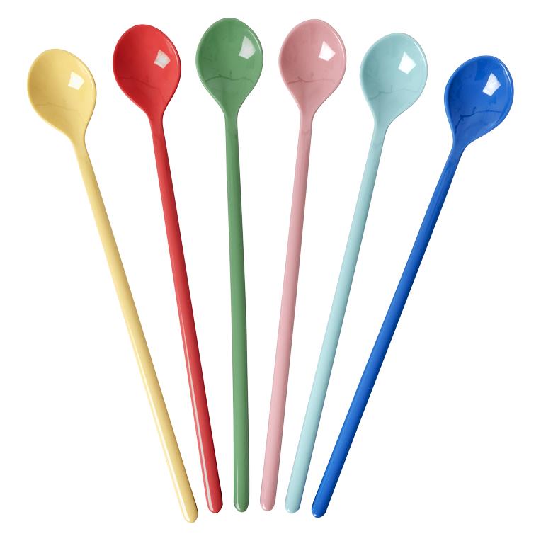 Rice - Melamine Latte Spoons - Assorted Solid Colors - Set of 6 (5708315278965)
