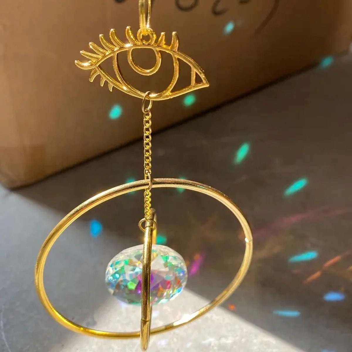Wondersathome Suncatcher Evil Eye Kristal Zonnevanger voor Raamdecoratie