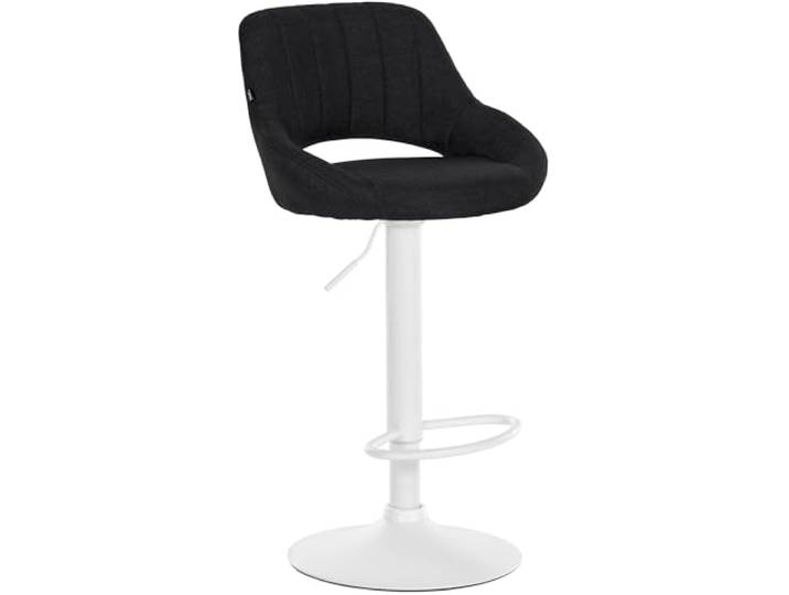 CLP Barhocker höhenverstellbar mit Lehne Milet, Barstuhl gepolstert Stoffbezug, Tresenstuhl mit Metallgestell drehbar, Farbe: schwarz, Gestellfarbe: weiß
