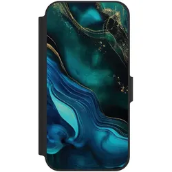 Nivocase Klapphülle für Apple iPhone 12 Handyhülle aus Kunst Leder NIVOflip schwarz Art Farbverlauf Marmor (Apple iPhone 12), Smartphone Hülle, Schwarz