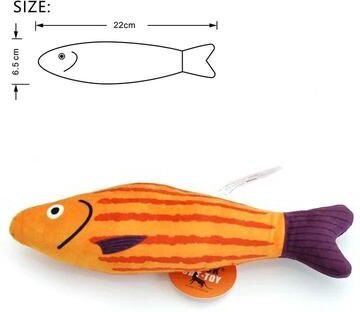 Uplift Essentials 3D Simulation Catnip Interactive Plush Fish Toy purple Tail Stripes