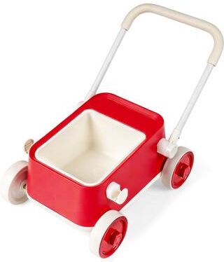 Costway Baby Push Walker with Wheels and Foldable Handlebar and Storage Basket-Red