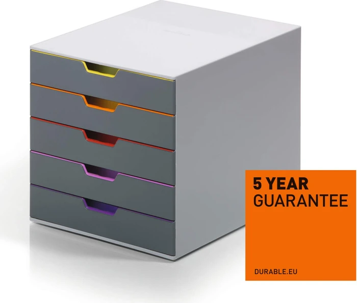 DURABLE Varicolor 5 Schubladen, farbcodiert, grau