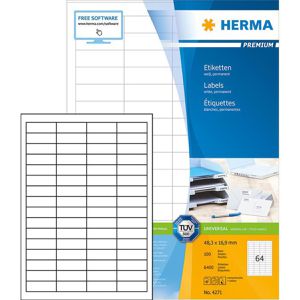 Herma Premium 4271 100 Etiketten weiß 48.3 x 16.9, 6400 Stück