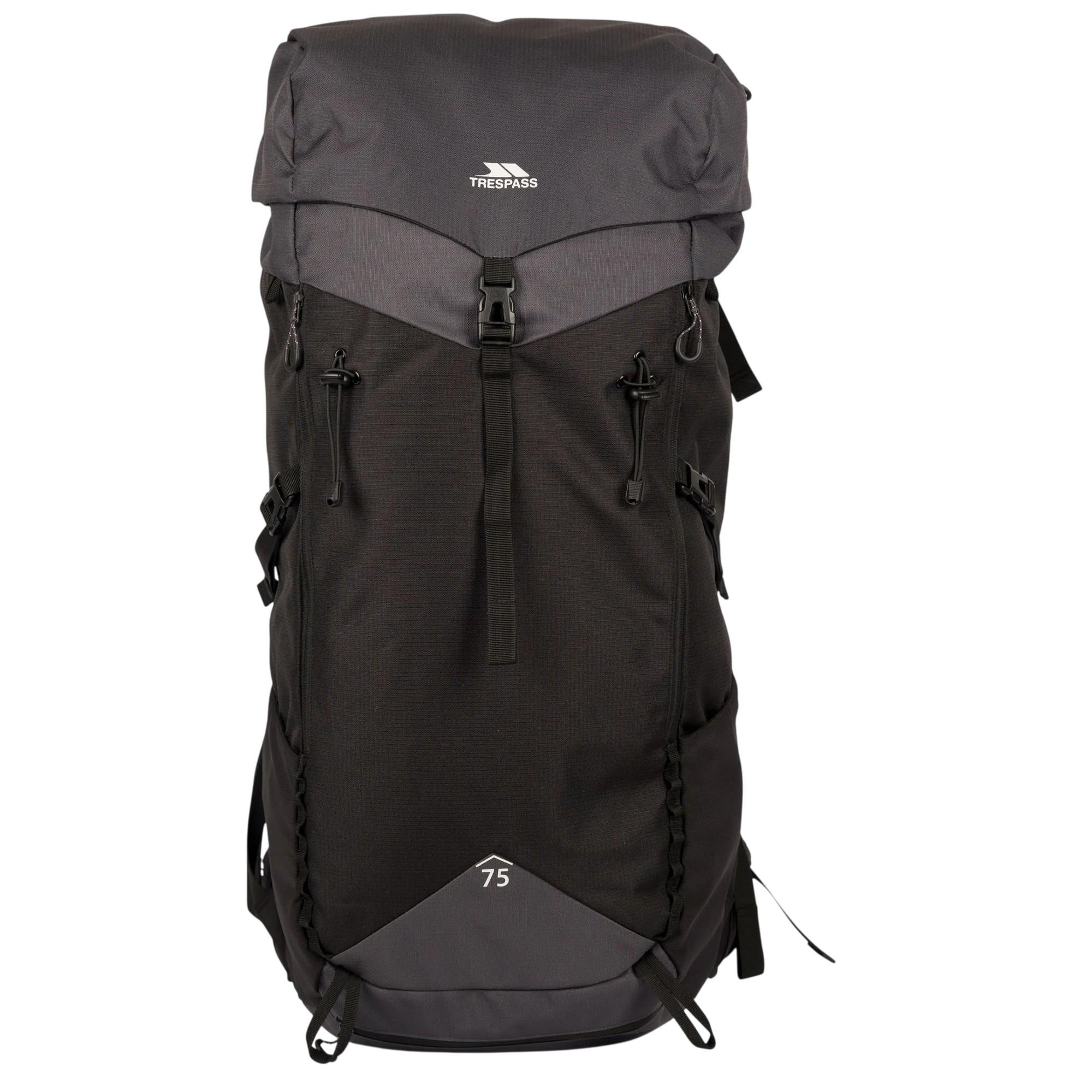 Trespass Pass 75L Rugzak (Zwart/Donkergrijs)