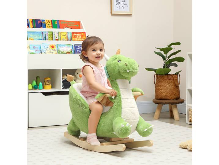 AIYAPLAY Cheval à Bascule Dragon Vert Bois Son 18–36 Mois