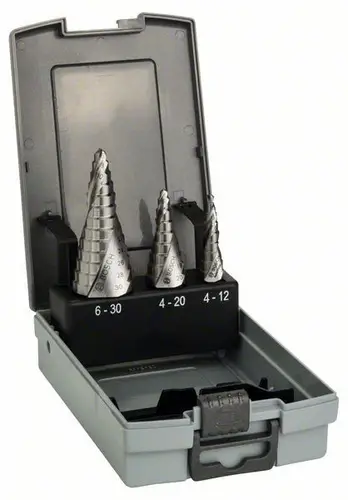 Bosch Accessories 2608587426 HSS Stufenbohrer-Set 3teilig 3-Flächenschaft 1 Set