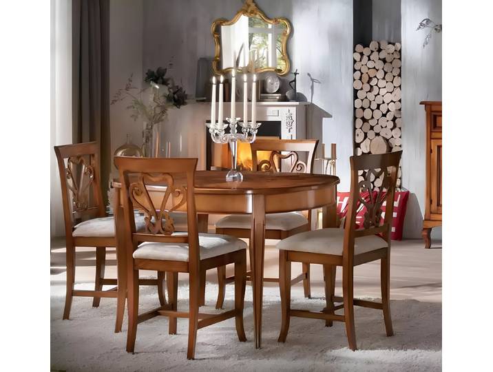 JVmoebel Essgruppe Holz Esstisch mit passenden Stühlen im zeitlosen Design, Made in Europa