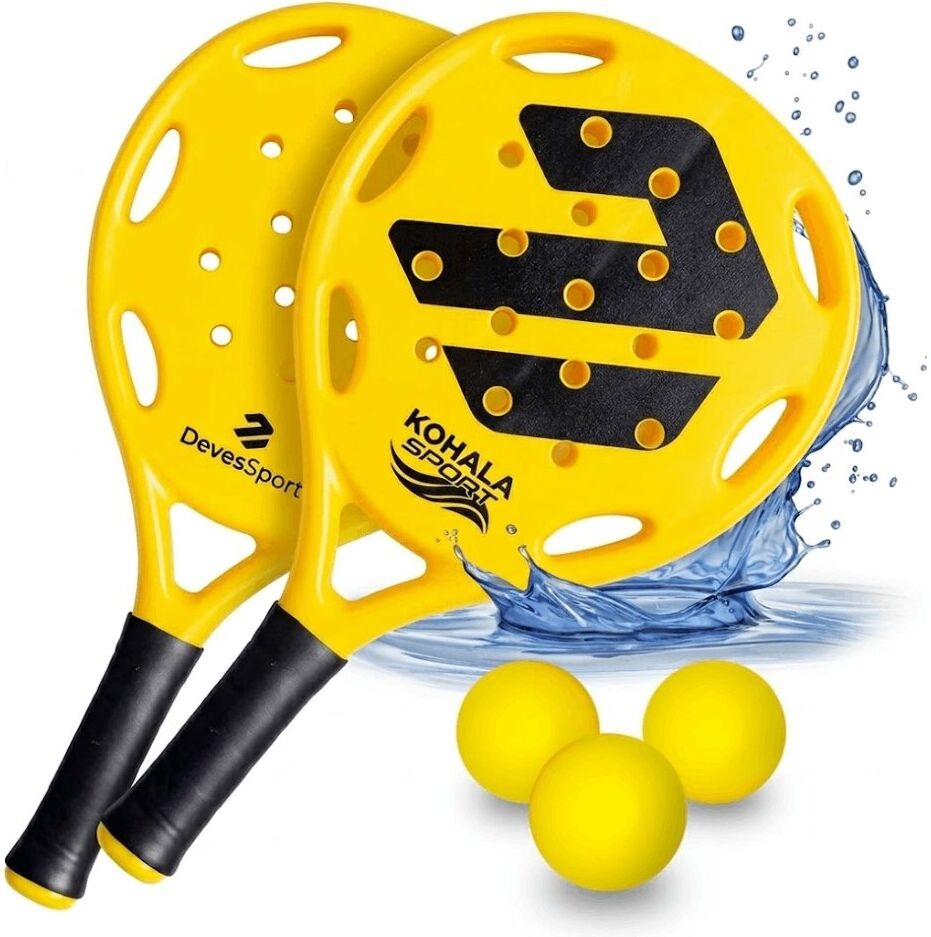 Devessport Set de 2 palas de Pádel Playa + 3 Pelotas . Amarillo