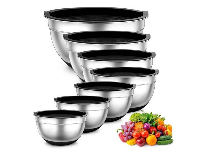 LuxusKollektion Rührschüssel Rührschüssel Set Edelstahl Salatschüssel Luftdichter Deckel