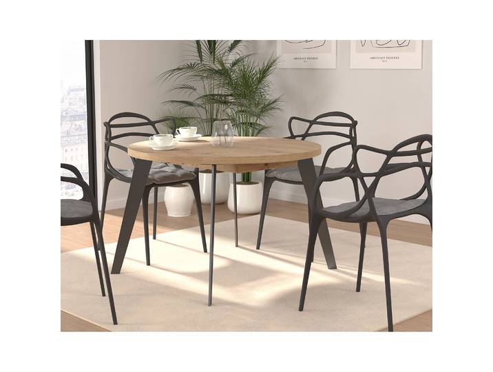 Esstisch Margie 110 x 75 x 110cm Schwarz/Braun/Eiche Artisan Dekor