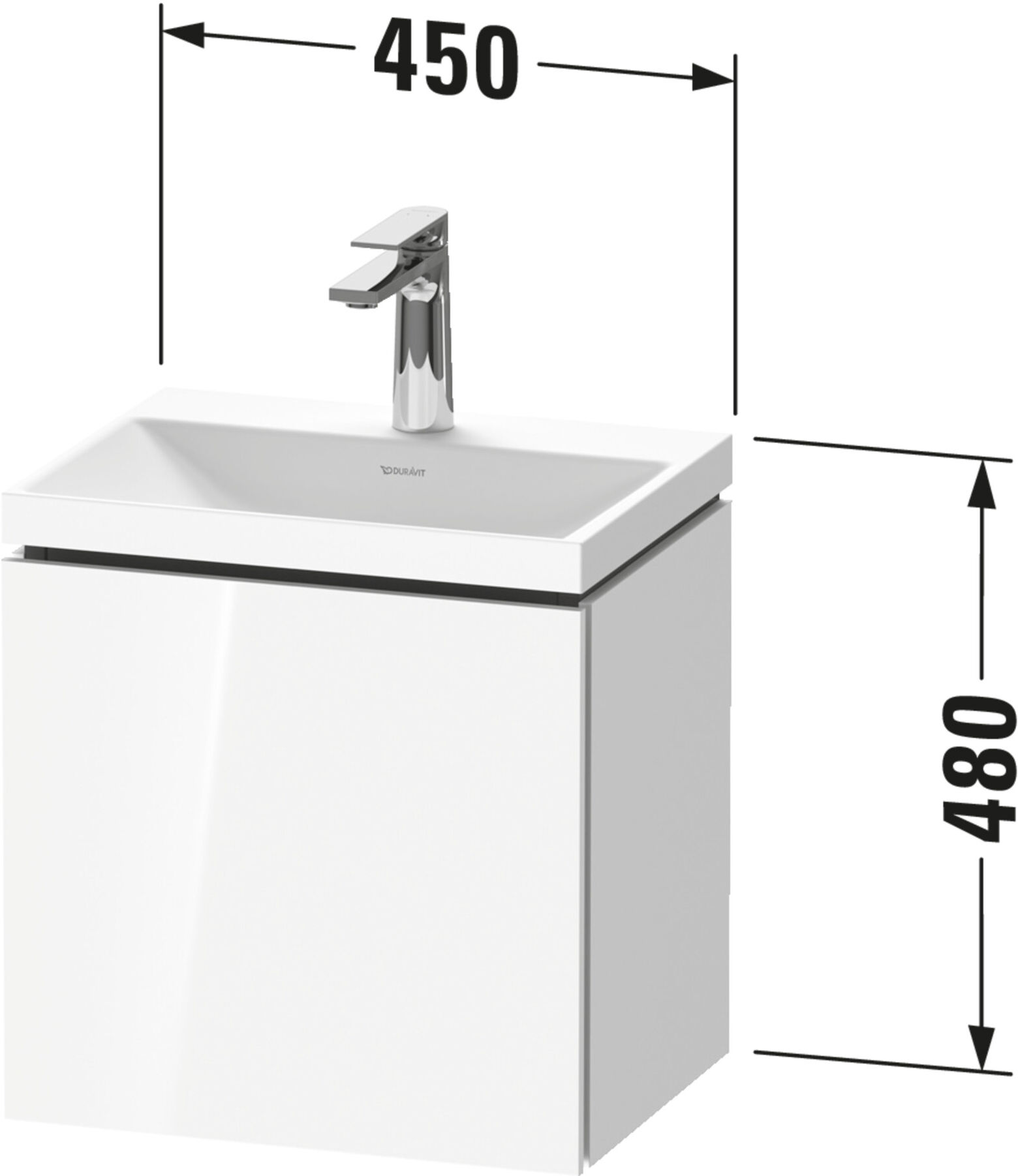 Duravit Möbel-Set L-Cube 45x35x48cm, 1 Tür, An L, o HL, f G m (LC6948N90900000)