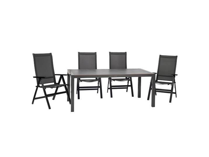Gartengarnitur Urban 5-Teilig Metall/Textil/Holzwerkstoff
