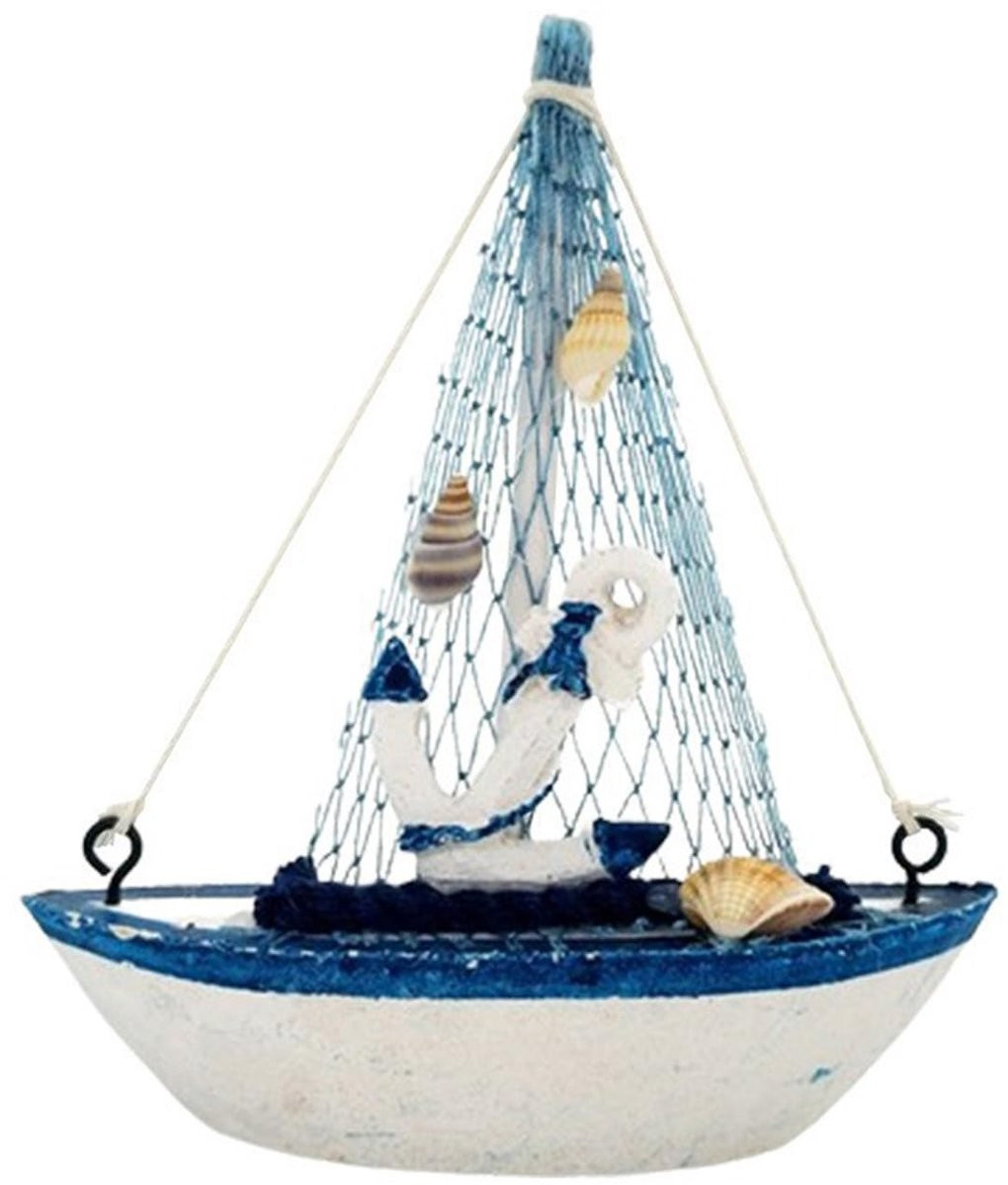 ShopVlot Houten zeilboot model met visnet voor maritieme decoratie