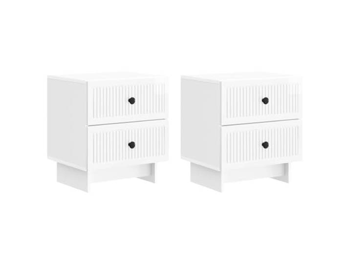 LMTYOENFG Nachttisch 2er Set Hochglanz Weiß 43x34,5x47,5 cm Vielseitige Nachtkonsole für Schlafzimmer oder Wohnzimmer mit vier Schubladen für Bücher und persönliche Kleinigkeiten.