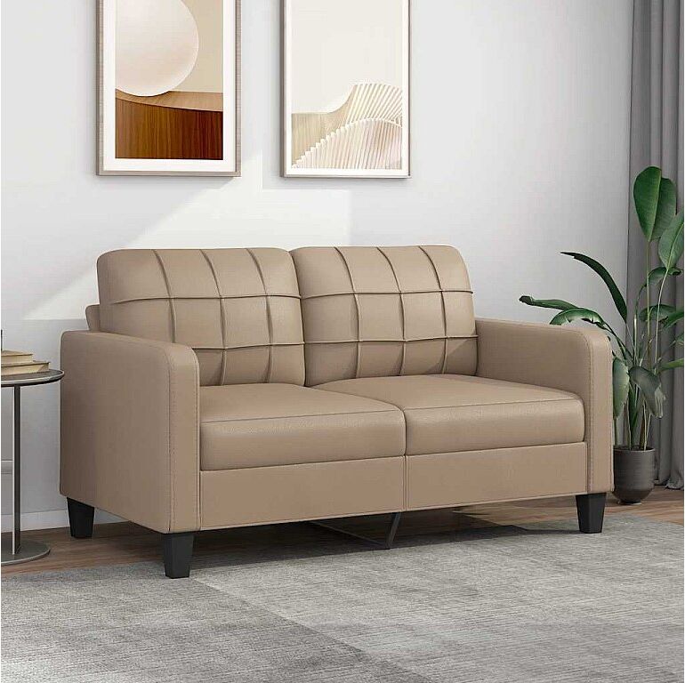 vidaxl Sofá de 2 plazas de cuero sintético color capuchino 140 cm