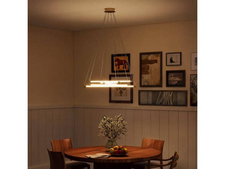 HOMCOM Plafonnier LED 50W Modulable Or+Blanc Salon/Cuisine