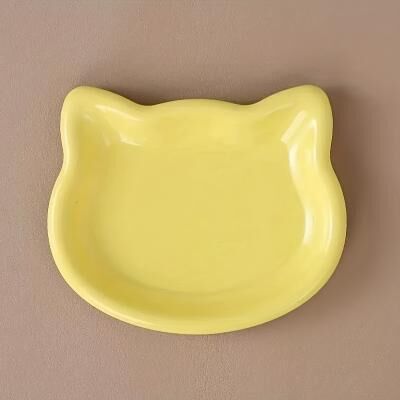 Perfect Picks Market Anti Black Chin Cat Food Dish Multi Compartment Pet Bowl For Healthy Feeding 1pc Yellow