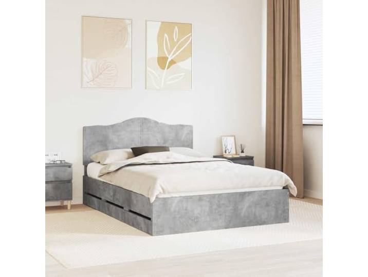 RJPLMFV Bettgestell, Beton, 140 x 200 cm, Holz, Technik Mit Schubladen, feste Latten, modernes Design, einfache Reinigung