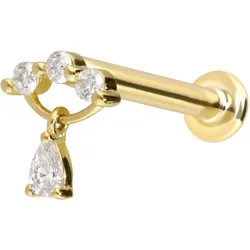 14 Karat Gold Labret mit Innengewinde MOISSANIT-BOGEN + MOISSANIT-TROPFEN