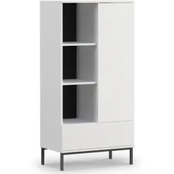 REGAL Queba 1T 1S Weiß 70/140/41 cm – weißes Regal mit Schublade
