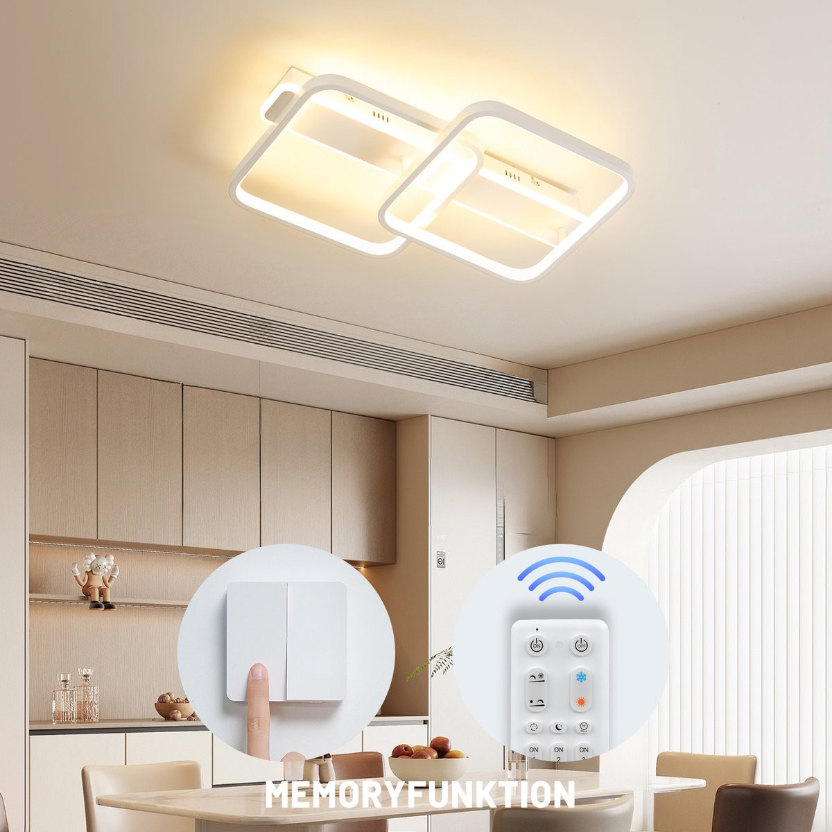 ANTENLICHT LED Plafondlamp Wit - Modern Vierkant Plafonniere - Dimbaar met Afstandsbediening - 38W - 4260LM - 3000K-6500K