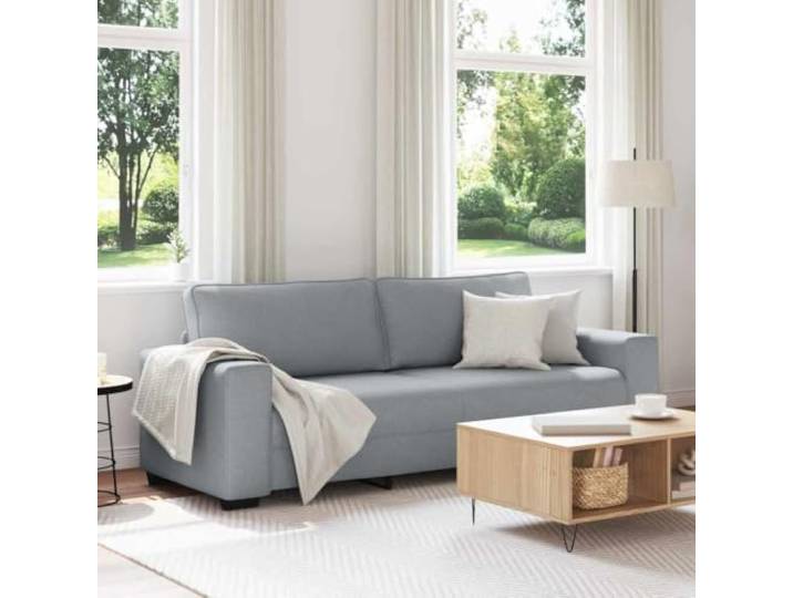 HEFZGDB 3-Sitzer-Sofa Hellgrau 180 cm Stoff Polyestergewebe Wohnzimmer Sitzmöbel mit Breiten Armlehnen und Robustem Holz Metall Gestell für Hohen Komfort und Strapazierfähigkeit im