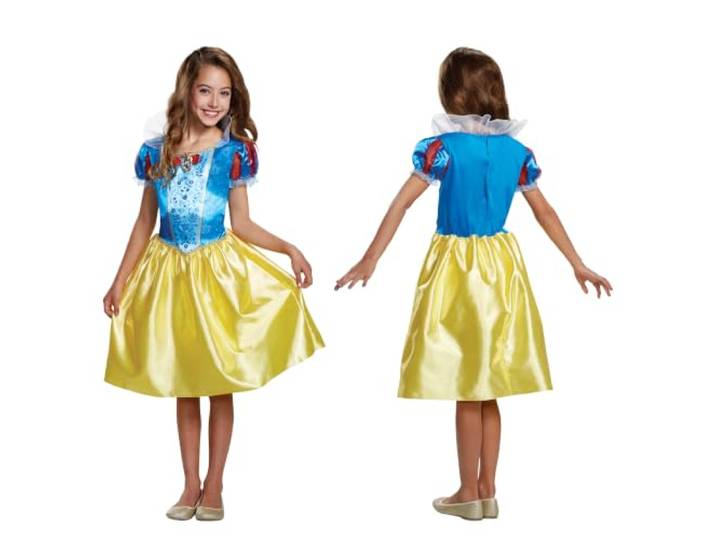 Disney Official Classic Snow White Costume Kids, Snow White Dress Up Outfit, Princess Costumes for Girls Fancy Dress, Costumes for Girls M