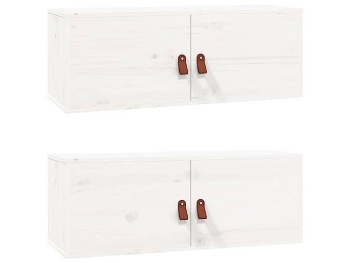 vidaXL Wandschränke 2 STK. Weiß 80x30x30 cm Massivholz Kiefer