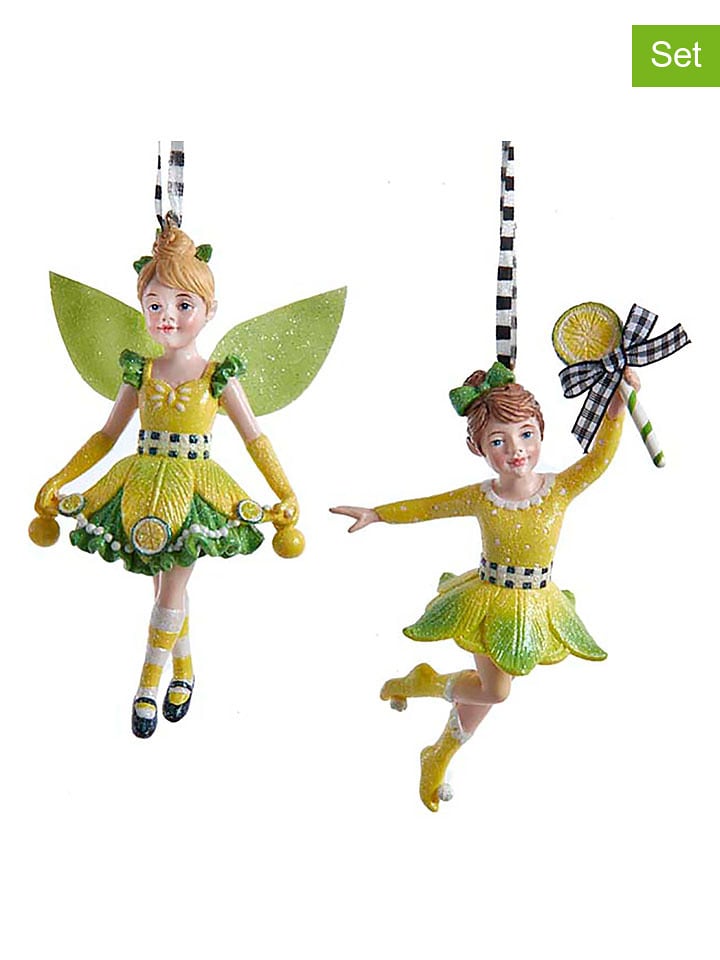 Christmas Inspirations 2er-Set: Christbaumornamente "Fairy" in Grün - (H)5,5 cm - onesize