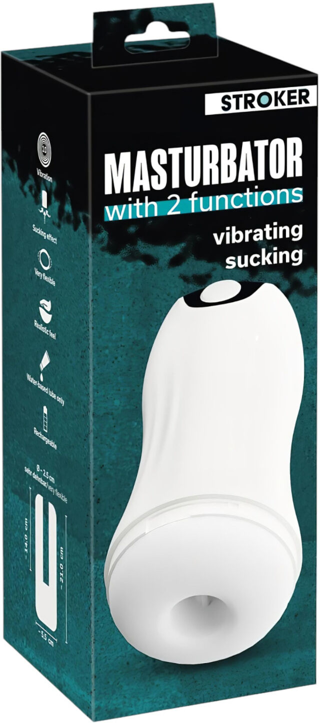 STROKER - cordless, sucking and vibrating masturbator (white)