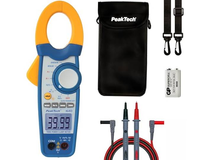 PeakTech True RMS stroomtang 1000A AC DC en digitale multimeter 4000 counts met doorgangsmeter - CAT III 600V, 1 stuk, P 1640